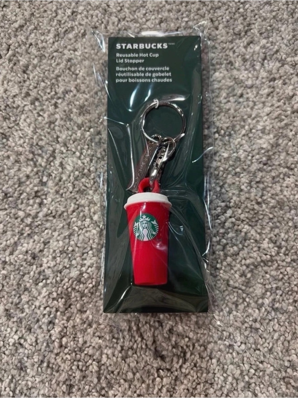 Starbucks Red and White Cup Keychain with Logo